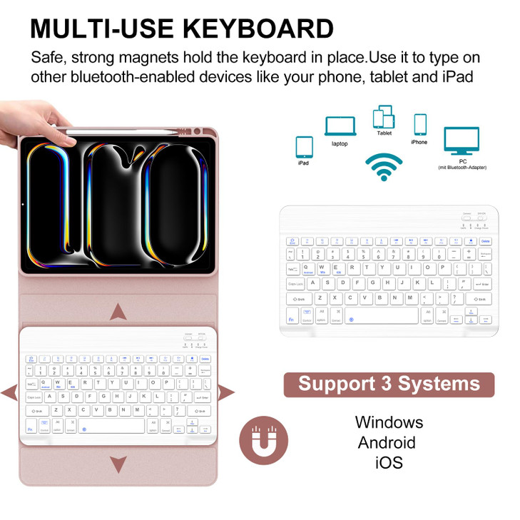 for iPad Pro 11 inch Case with Keyboard M5 2025 M4 2024 Magnetic Detachable Bluetooth Keyboard Slim Folio Cover with Pen