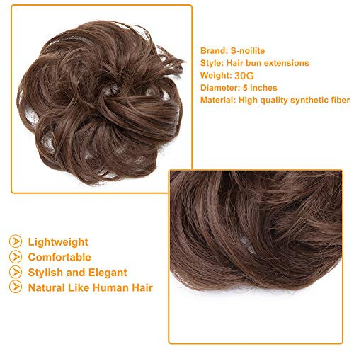 S-noilite Hair Bun Extensions Messy Wavy Curly Dish Donut Scrunchie Hairpiece Accessories Chignons Updo Ponytail Pony Tail Synthetic Hair Extension f
