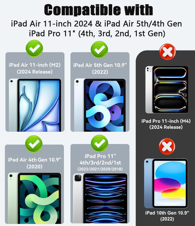 Case for iPad Air 11 M2 2024 iPad Pro 11 4th3rd2nd1st Gen iPad Air 5th4th Gen 109 20222020 Slim PU Leather Stand Cover w
