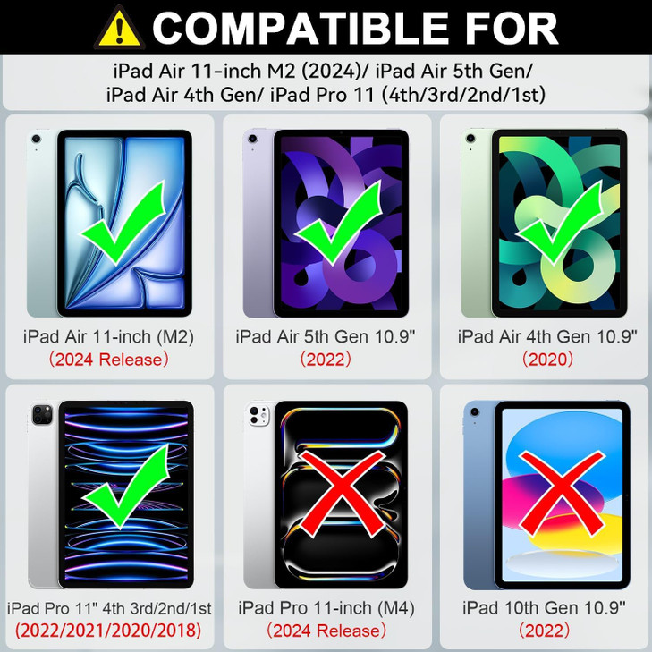 FVAENDHIO Case for iPad Air 11inch M2 2024 iPad Air 5th4th Gen 109 20222020 iPad Pro 11 4th3rd2nd1st Gen Adjustable Stan