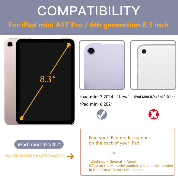 Mastten for iPad mini 7 Case A17 Pro for iPad mini 7th6th Generation Case 20242021 83 Inch with Pencil Holder Hybrid Sli
