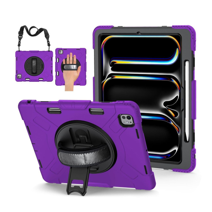 TNP Protective Case for iPad Pro 13 Inch M4 7th Generation 2024 Shockproof Cover Case with Pencil Holder Rotating Handle