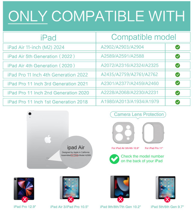 Lalumix for iPad Air M3M2 11 Inch Case 20252024 for iPad Air 5Th4Th Generation Cover for iPad Pro 11 Inch Case 4th3rd2nd