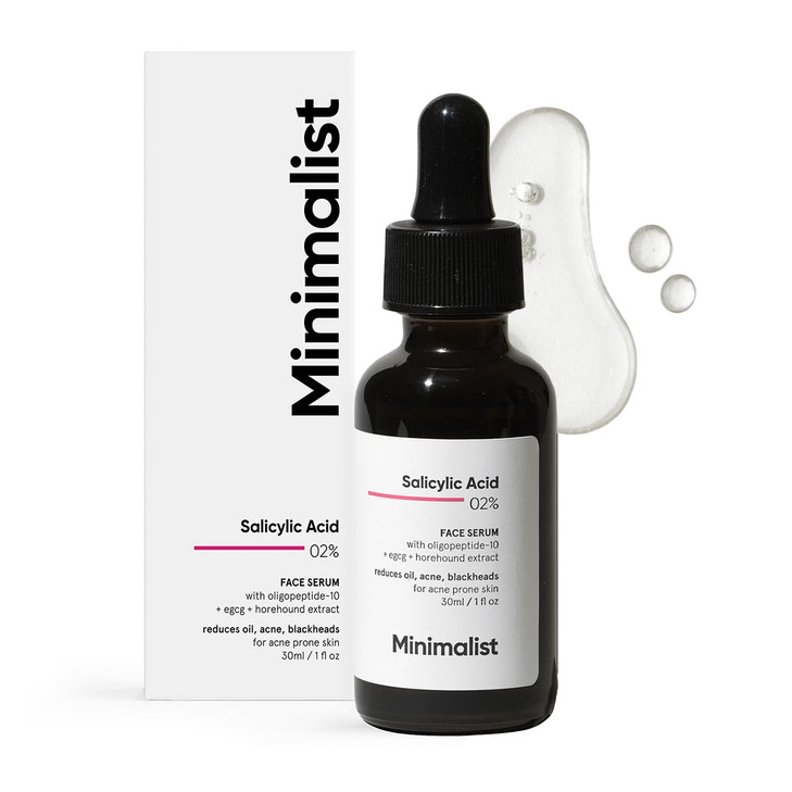 Minimalist Salicylic Acid 2% Serum For Acne, Blackhead & Open Pores | Reduces Excess Oil & Bumpy Texture | BHA Liquid Exfoliant for Acne Prone & Oily