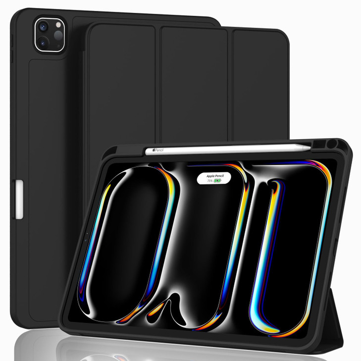 ZryXal iPad Pro 11 Inch Case M5 2025 M4 2024 Model A3357A3358A3359A2836A2837A3006 Trifold Stand Smart Cover with Pencil