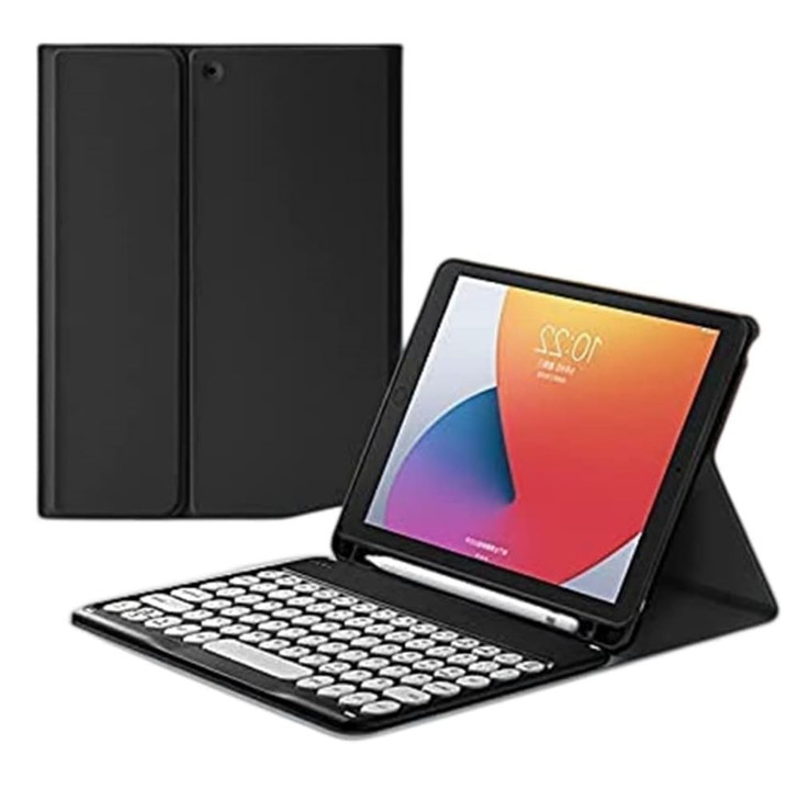 QIYIBOCASE Keyboard Case for iPad Pro 11 Inch M5M4 20252024Flip Folio Stand Cover with Pencil Holder Round Keys Magnetic