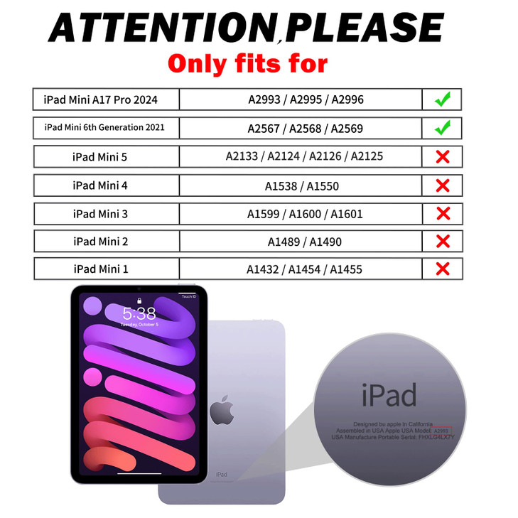 BRAECNstock Case for iPad Mini 7 A17 pro 2024 Mini 6 83 Shockproof Protective Cover with Pencil Holder Screen Protector