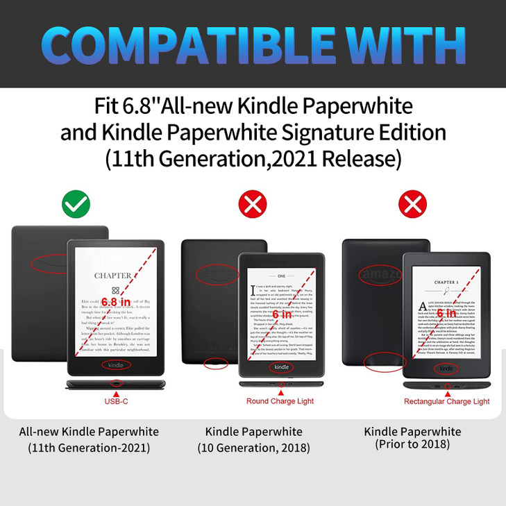 360 Degree Rotation Case for 68 Kindle Paperwhite 11th Generation 2021 and Kindle Paperwhite Signature Edition Smart Sta