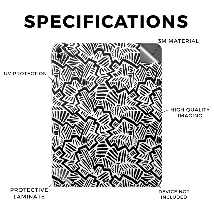 Tablet Skin Compatible with Apple iPad Pro 11 M4 2024 Abstract Black Premium 3M Vinyl Protective Wrap Decal Cover Easy t