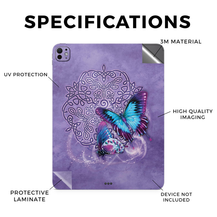 Skin Compatible with Apple iPad Pro 13 M4 2024 Celtic Butterflies Premium 3M Vinyl Protective Wrap Decal Cover Easy to A