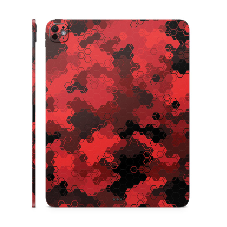 Skin Compatible with Apple iPad Pro 11 M4 2024 Red Hexa Camo Premium 3M Vinyl Protective Wrap Decal Cover Easy to Apply