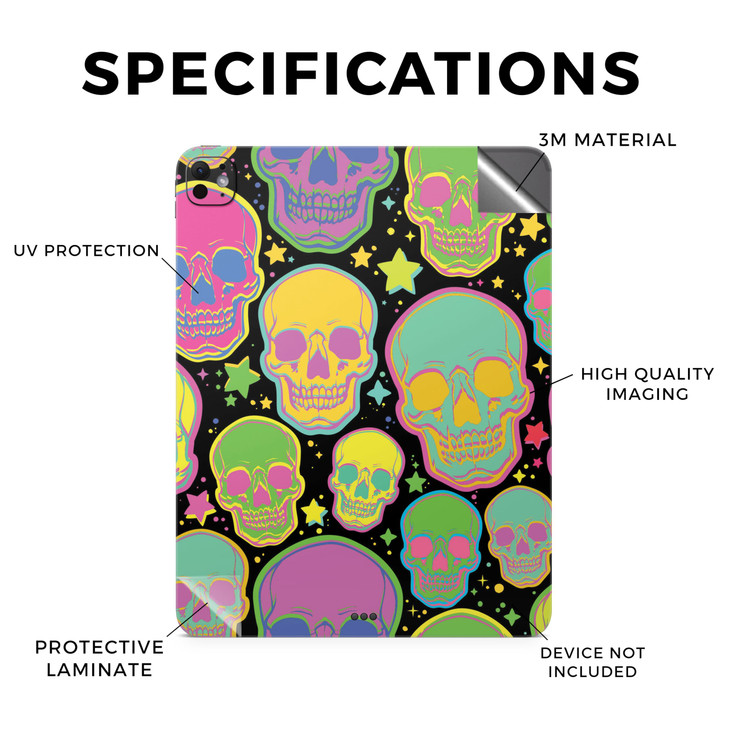 Skin Compatible with Apple iPad Pro 11 M4 2024 Candy Skulls Premium 3M Vinyl Protective Wrap Decal Cover Easy to Apply C