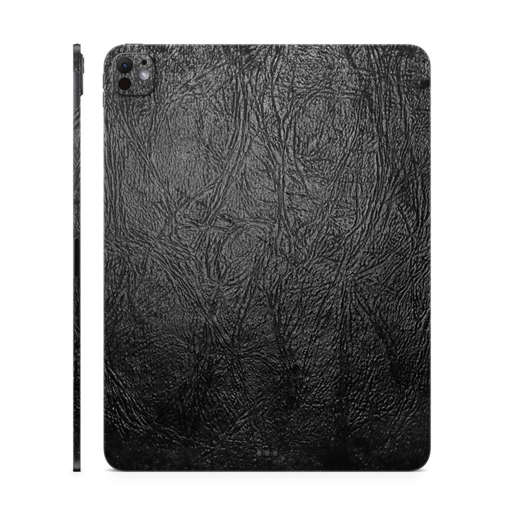 Skin Compatible with Apple iPad Pro 13 M4 2024 Black Leather Premium 3M Vinyl Protective Wrap Decal Cover Easy to Apply