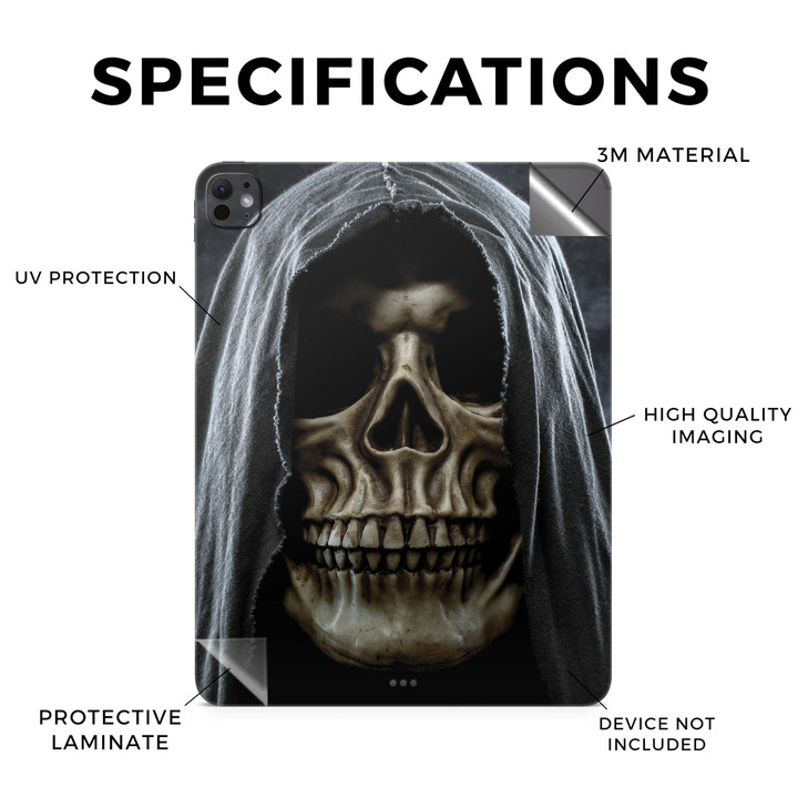 Skin Compatible with Apple iPad Pro 11 M4 2024 Reaper Skull Premium 3M Vinyl Protective Wrap Decal Cover Easy to Apply C