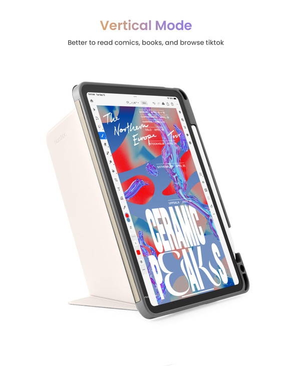 tomtoc Vertical Case for 2025 11 Inch iPad Air M3M2 2024 Protective iPad Case with iPad Pencil Holder Magnetic Kickstand
