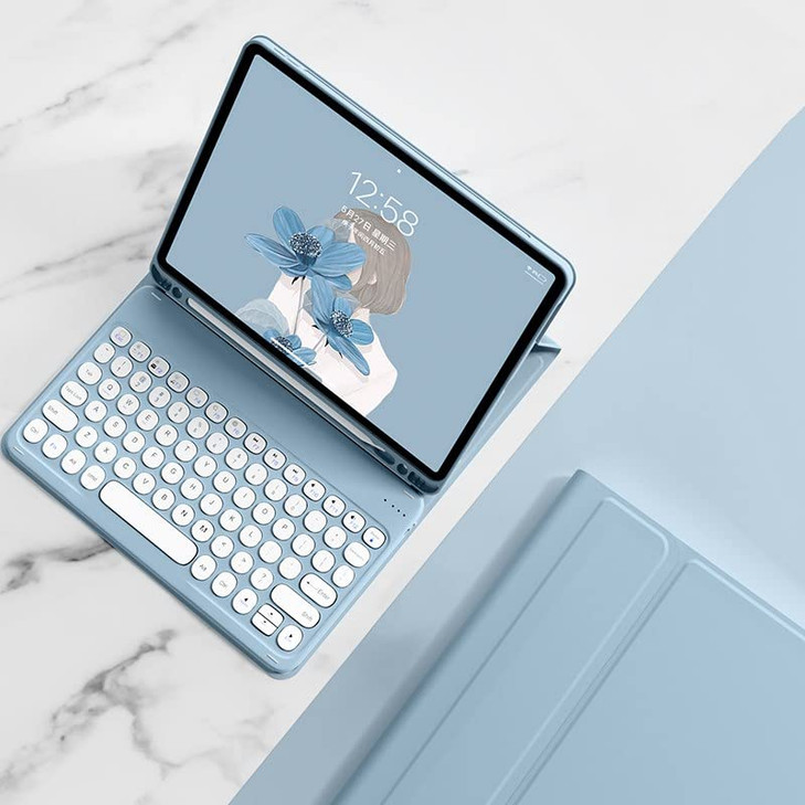 HENGHUI Keyboard Case for iPad mini 7 A17 Pro 2024 iPad mini 7th6th Generation Case with Cute Round Key Detachable BT Co