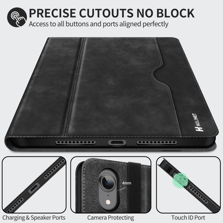 H HOLIMET Case for iPad mini 7 A17 Pro iPad mini 7th6th 20242021 with Pencil Holder Pocket with Soft TPU Back Cover Slee