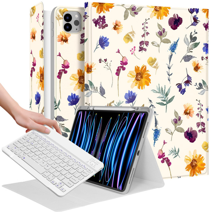 Wazzasoft for iPad Air 13 inch Case Keyboard M2M3 for iPad Pro 129 Case with Keyboard Pencil Holder Folio Women Girls Cu