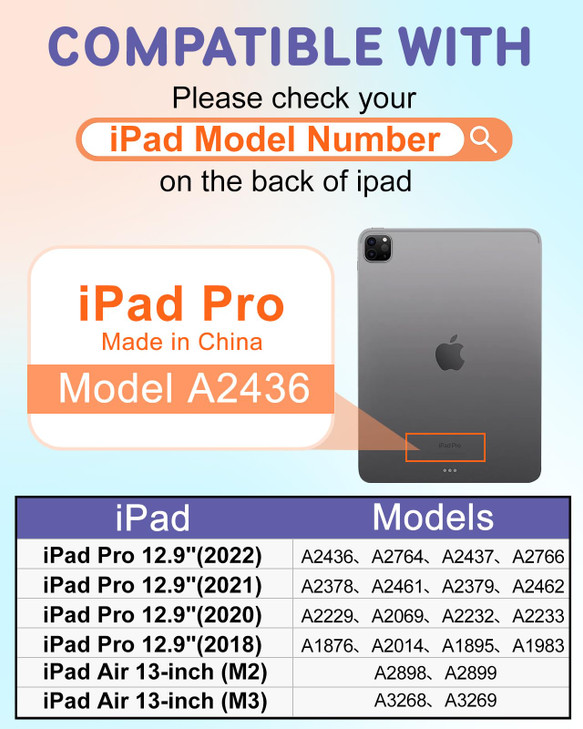 Wazzasoft for iPad Air 13 inch Case Keyboard M2M3 for iPad Pro 129 Case with Keyboard Pencil Holder Folio Women Girls Cu