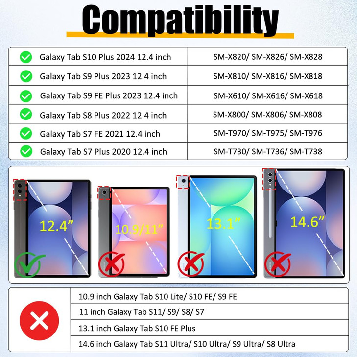 BRAECNstock for Samsung Galaxy Tab S10 Plus S9 FE Plus S9 Plus S8 Plus S7 FE S7 Plus 5G Tablet Case 124 inch Shockproof