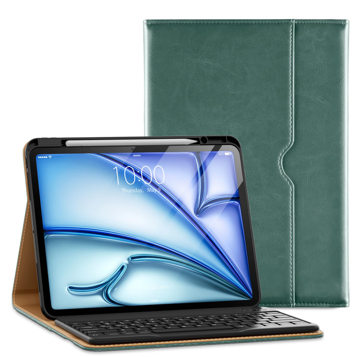 VIKESI Keyboard Case for iPad Pro 13inch M4 2024 Premium Leather Smart Cover Builtin Breathing Light Function Row Pencil