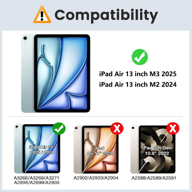 H HOLIMET Case for iPad Air 13 Inch Case M3 2025M2 2024 with Pencil Holder Shockproof Folio Cover Auto SleepWake Vegan L