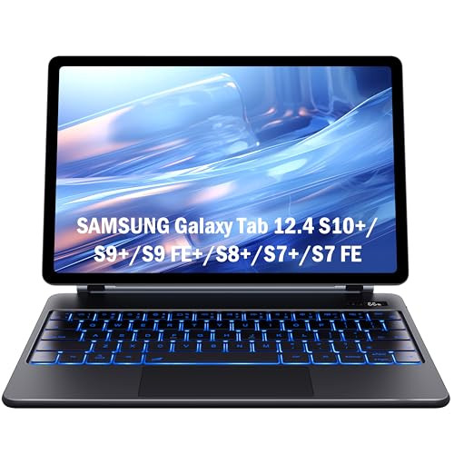 CHESONA Keyboard Case for Samsung Galaxy Tab S10 PlusS9 PlusS9 FE PlusS8 PlusS7 PlusS7 FE 124 Floating Cantilever Magnet