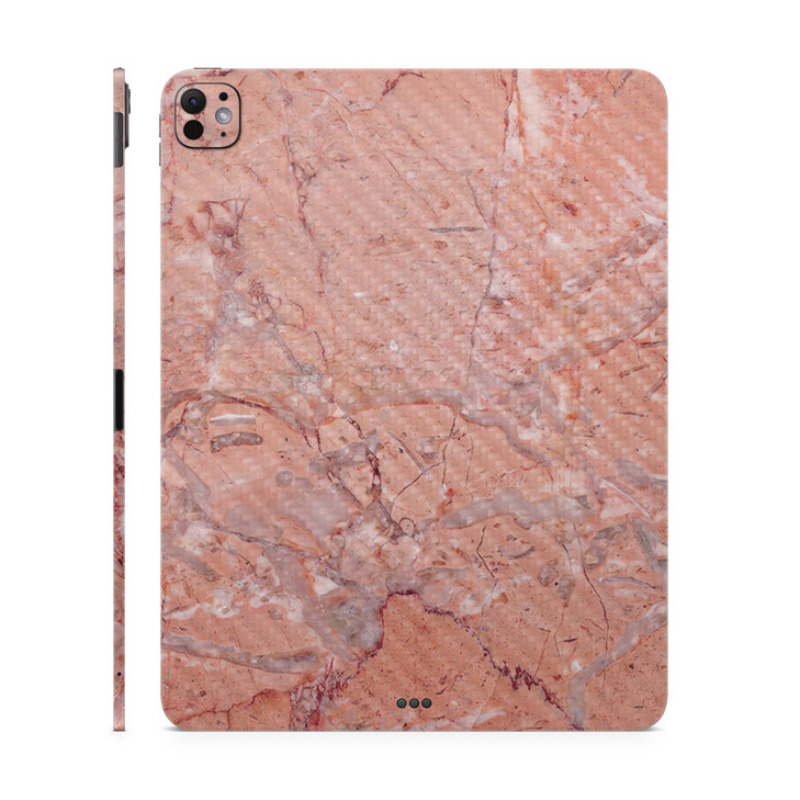 Carbon Fiber Skin Compatible with Apple iPad Pro 11 M4 2024 Pink Marble Premium 3M Vinyl Protective Wrap Decal Cover Eas