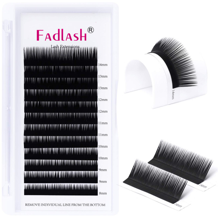Eyelash Extensions L Curl 0.10 Mix Tray 8-14mm Classic Lash Extensions Individual Lashes Silk Eyelash Extension Supplies (0.10-L, 8-14mm Mixed)