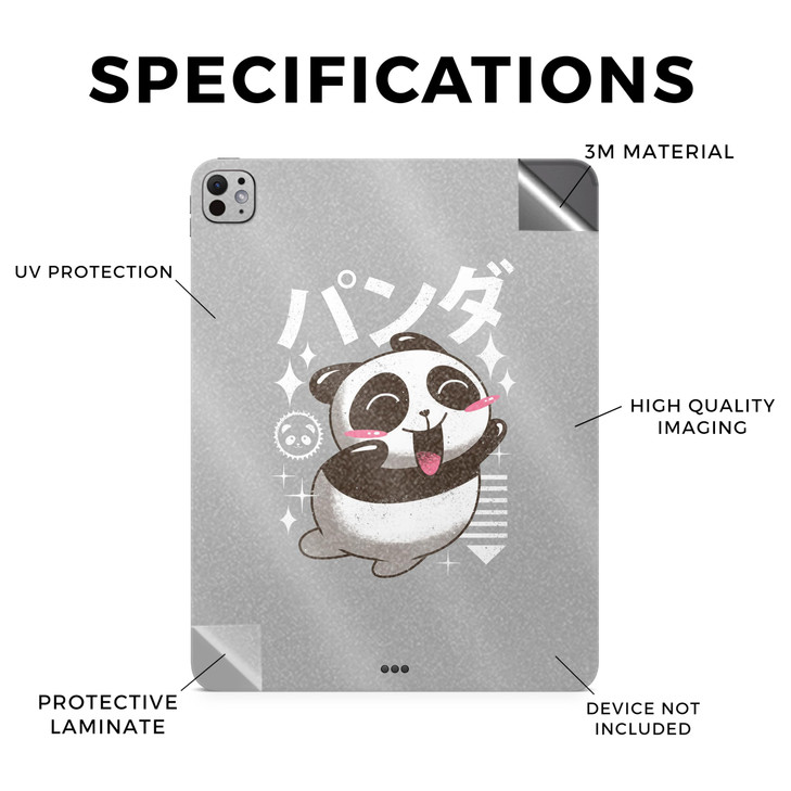 Glossy Glitter Skin Compatible with Apple iPad Pro 11 M4 2024 Panda Kawaii Premium 3M Vinyl Protective Decal Cover Easy