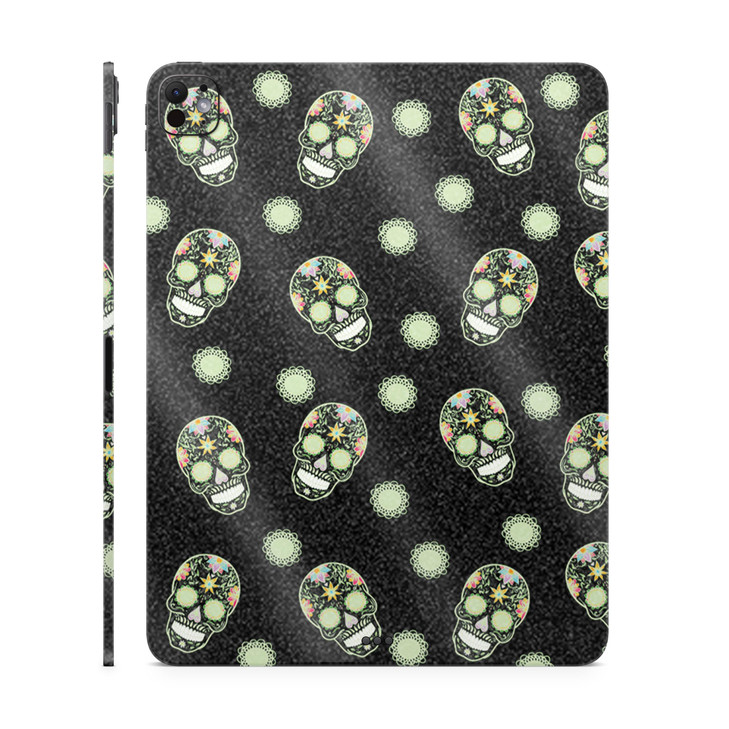 Glossy Glitter Skin Compatible with Apple iPad Pro 11 M4 2024 Nighttime Skulls Premium 3M Vinyl Protective Decal Cover E