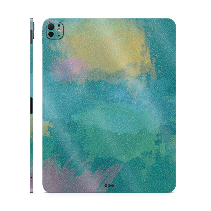 Glossy Glitter Skin Compatible with Apple iPad Pro 11 M4 2024 Watercolor Blue Premium 3M Vinyl Protective Decal Cover Ea