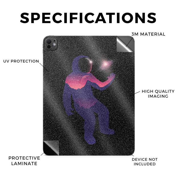 Glossy Glitter Skin Compatible with Apple iPad Pro 11 M4 2024 Astronaut Premium 3M Vinyl Protective Wrap Decal Cover Eas