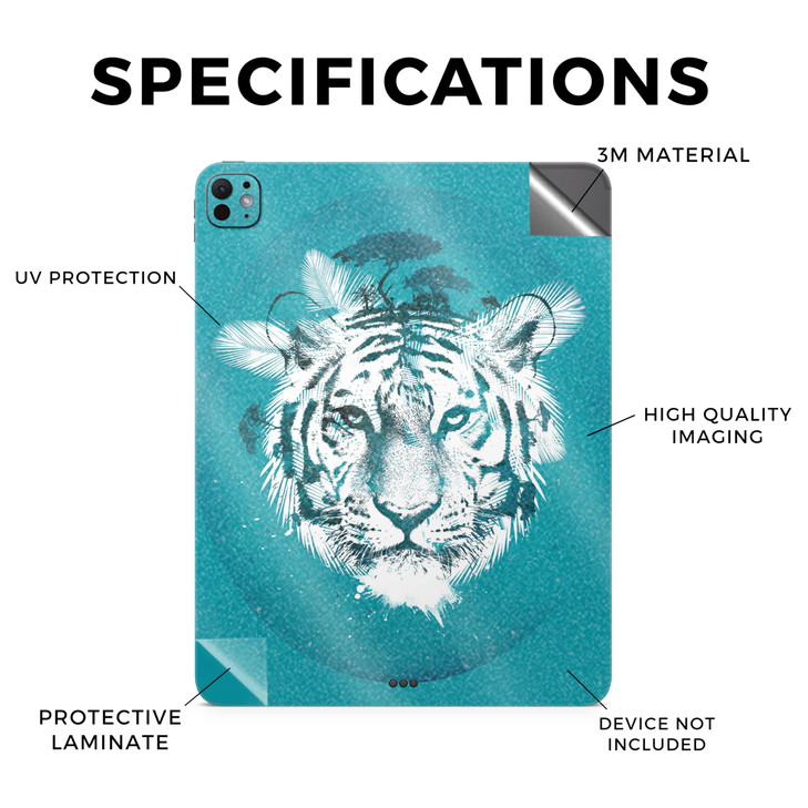 Glossy Glitter Skin Compatible with Apple iPad Pro 11 M4 2024 White Tiger Premium 3M Vinyl Protective Wrap Decal Cover E