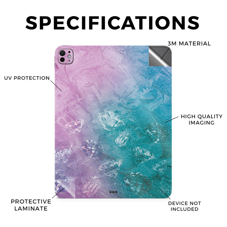Glossy Glitter Skin Compatible with Apple iPad Pro 11 M4 2024 Diamond Grunge Premium 3M Vinyl Protective Decal Cover Eas