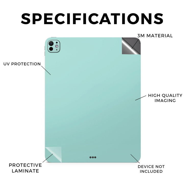 Tablet Skin Compatible with Apple iPad Pro 11 M4 2024 Solid Seafoam Premium 3M Vinyl Protective Wrap Decal Cover Easy to