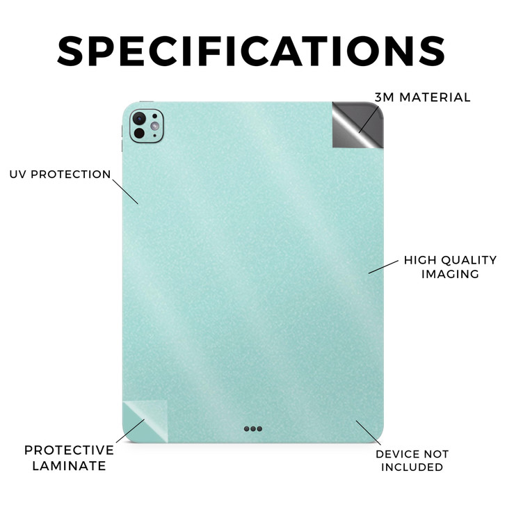 Glossy Glitter Skin Compatible with Apple iPad Pro 13 M4 2024 Solid Seafoam Premium 3M Vinyl Protective Decal Cover Easy