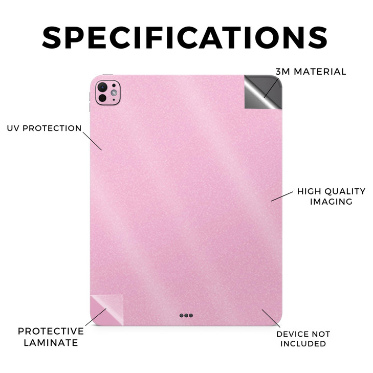Glossy Glitter Skin Compatible with Apple iPad Pro 13 M4 2024 Solid Pink Premium 3M Vinyl Protective Wrap Decal Cover Ea