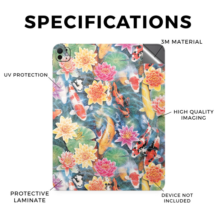 Glossy Glitter Skin Compatible with Apple iPad Pro 13 M4 2024 Koi Pond Premium 3M Vinyl Protective Wrap Decal Cover Easy