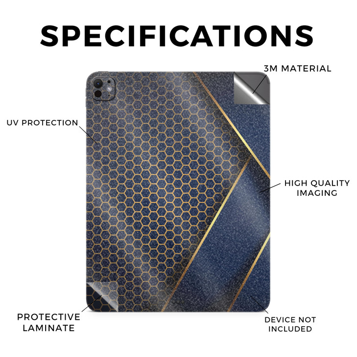 Glossy Glitter Skin Compatible with Apple iPad Pro 13 M4 2024 Modern Hex Premium 3M Vinyl Protective Wrap Decal Cover Ea