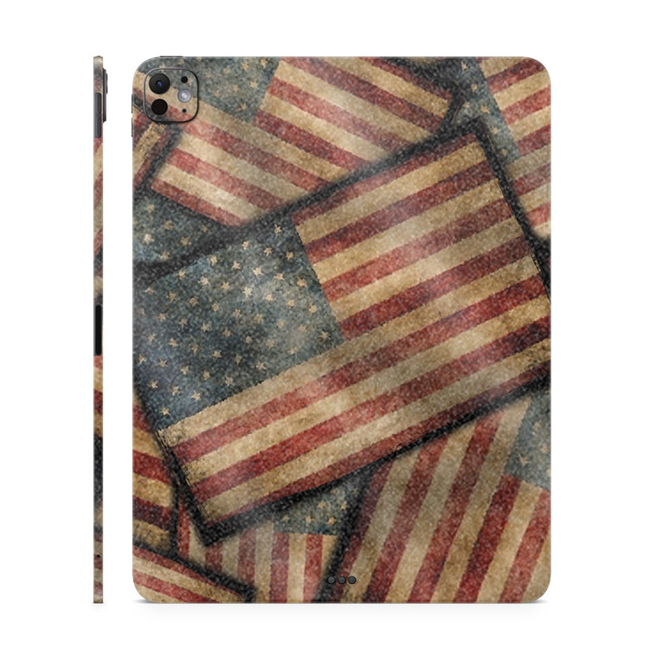 Glossy Glitter Skin Compatible with Apple iPad Pro 13 M4 2024 Vintage American Premium 3M Vinyl Protective Decal Cover E