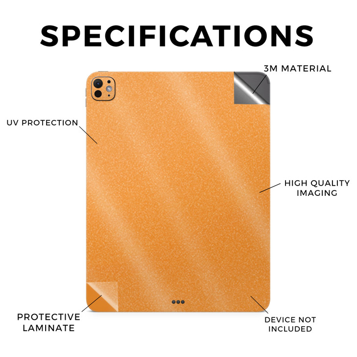 Glossy Glitter Skin Compatible with Apple iPad Pro 13 M4 2024 Solid Orange Premium 3M Vinyl Protective Decal Cover Easy