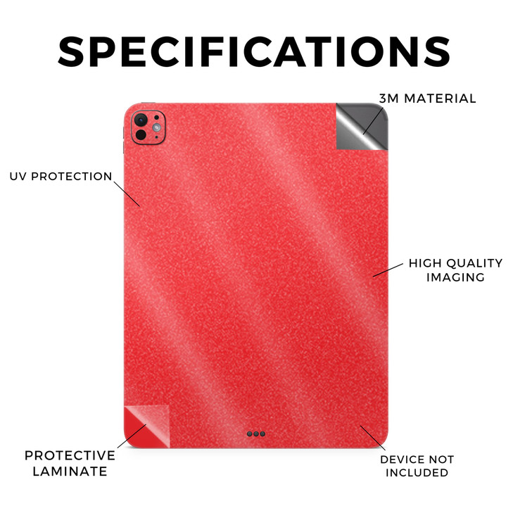Glossy Glitter Skin Compatible with Apple iPad Pro 13 M4 2024 Solid Red Premium 3M Vinyl Protective Wrap Decal Cover Eas