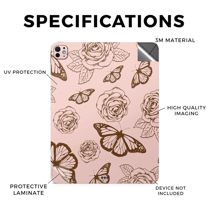 Skin Compatible with Apple iPad Pro 13 M4 2024 Butterfly Garden Premium 3M Vinyl Protective Wrap Decal Cover Easy to App