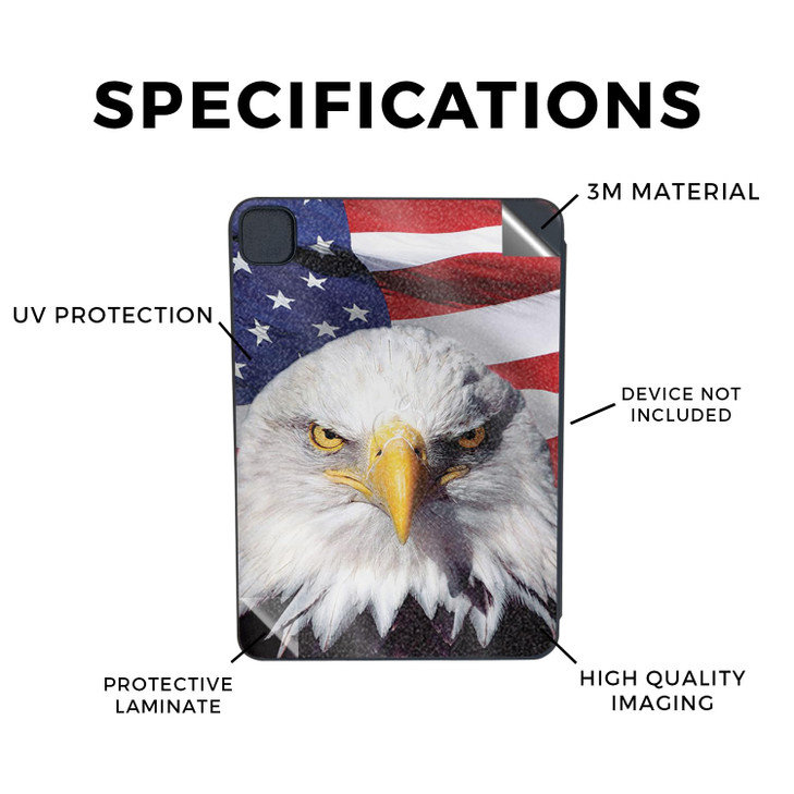 Glossy Glitter Skin Compatible with Apple Smart Folio for iPad Pro 11inch M4 2024 America Strong Premium 3M Vinyl Protec