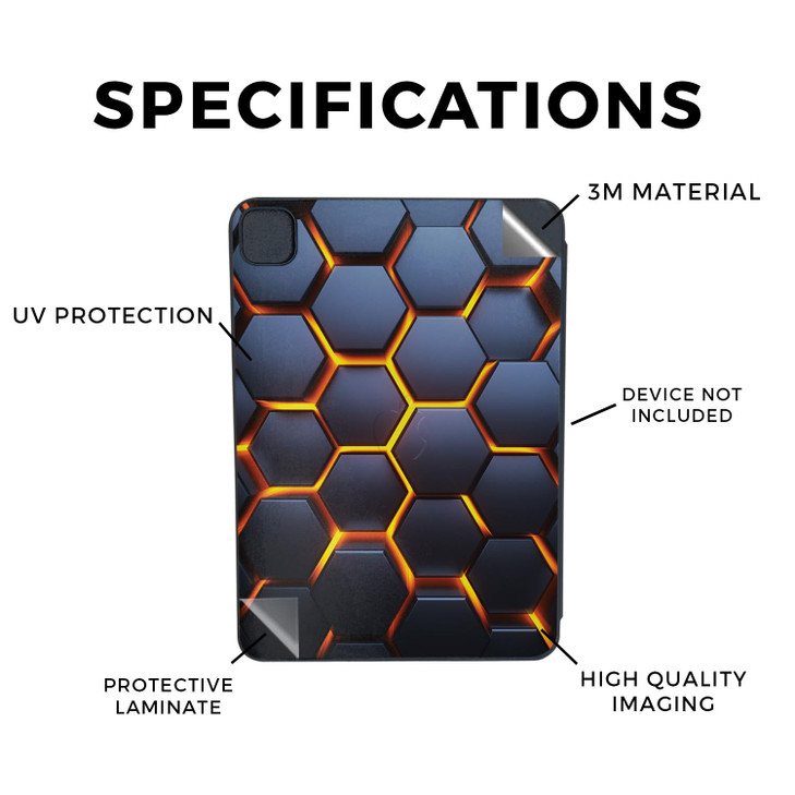 Skin Compatible with Apple Smart Folio for iPad Pro 11inch M4 2024 Lava Hex Premium 3M Vinyl Protective Wrap Decal Cover