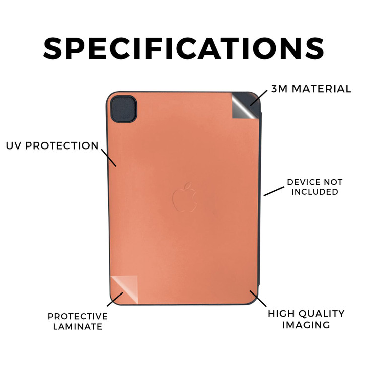 Skin Compatible with Apple Smart Folio for iPad Pro 11inch M4M5 2025 Solid Peach Premium 3M Vinyl Protective Wrap Decal