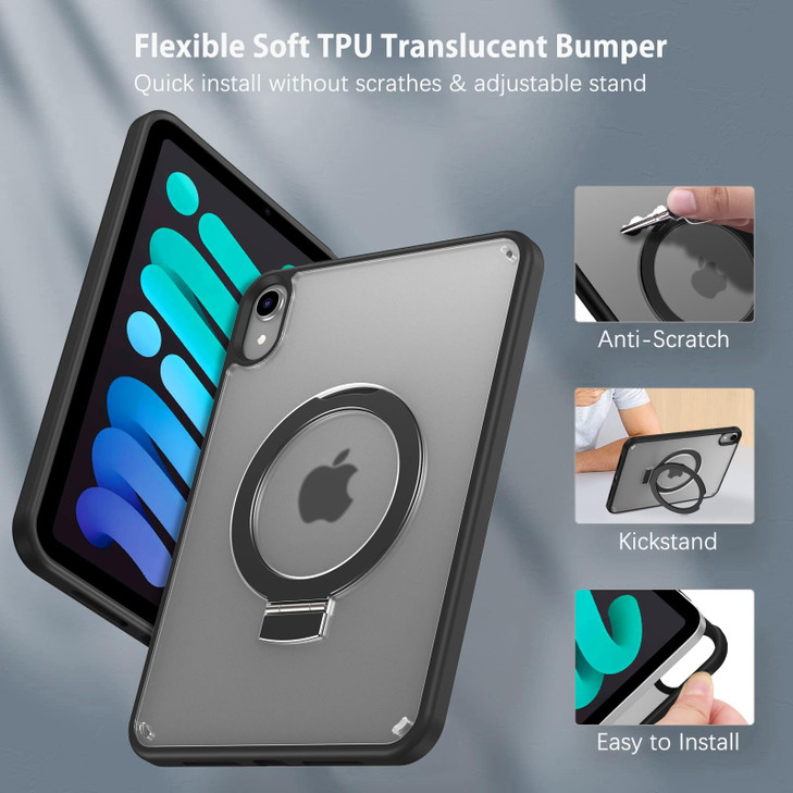 VENINGO Case for iPad mini 7 A17 Pro 2024iPad Mini 6 2021 83 InchMatte Slim Thin with Foldable Kickstand RingNotYellowin