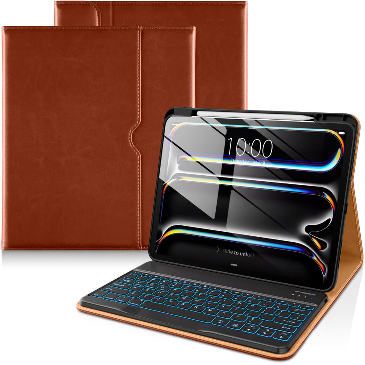 DTTO for iPad Pro 13 Inch Case with Keyboard M5M4 20252024 7 Colors Backlit Wireless Detachable Keyboard Premium Leather