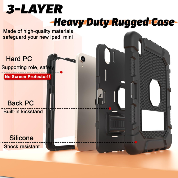 Rantice Case for iPad mini 7 A17 Pro 2024iPad Mini 6 2021 Heavy Duty Shockproof Rugged Protective Case for iPad mini 6th